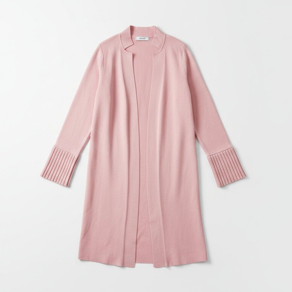 Breakout Women’s Large Pink Open Front Long Knit Cardigan Flare Sleeve Sweater